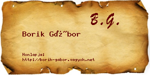 Borik Gábor névjegykártya